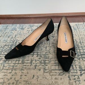 Manolo blahnik Black Suede Kitten Heels
